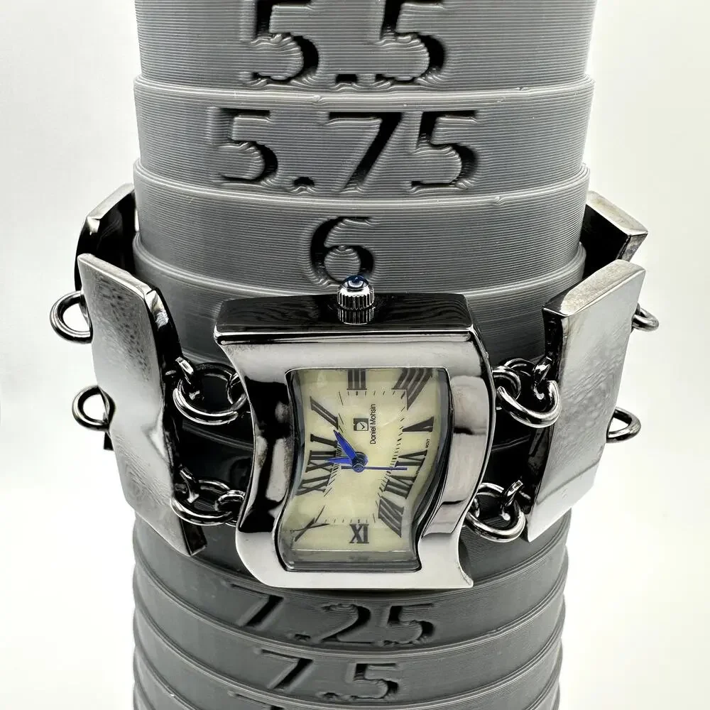 Daniel Mohsin Silver-Tone Wavy Link Bracelet Watch Roman Dial Quartz